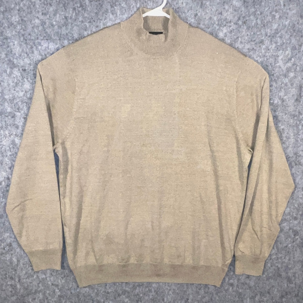 Jos. A. Bank Signature Collection Men's XL Tan 100% Silk Mock Neck Sweater